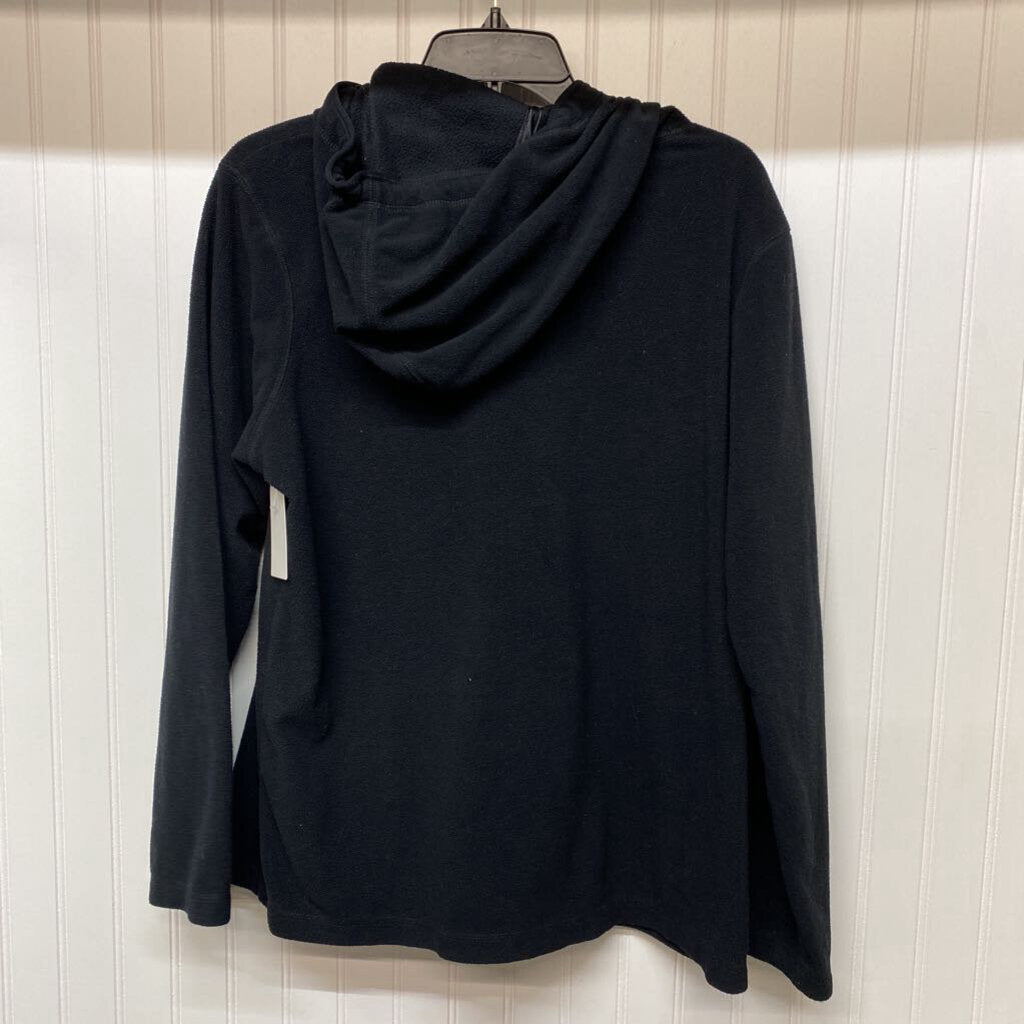 *SOLID BLACK FLEECE PULLOVER HOODIE