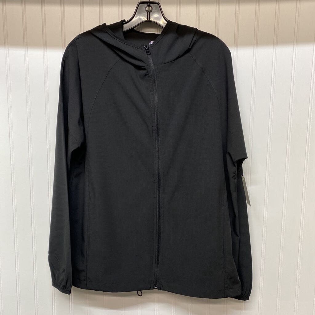 *BLACK FULL ZIP ACTIVE JACKET BUNGEE AT WAIST