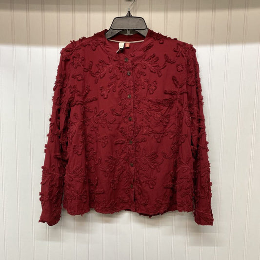 *LONG SLEEVE EMBROIDERED BUTTON UP TOP