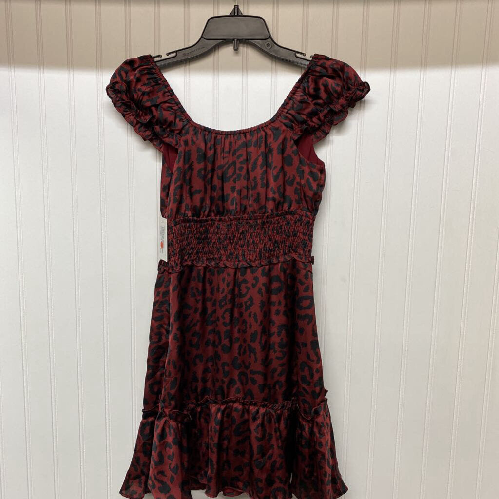 *ELASTIC CAP SLEEVE CHEETAH PRINT DRESS