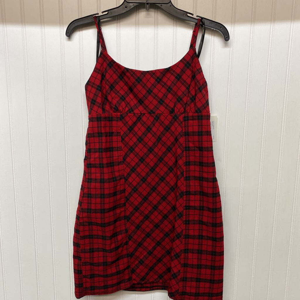 *SPAGHETTI STRAP SHORT PLAID DRESS