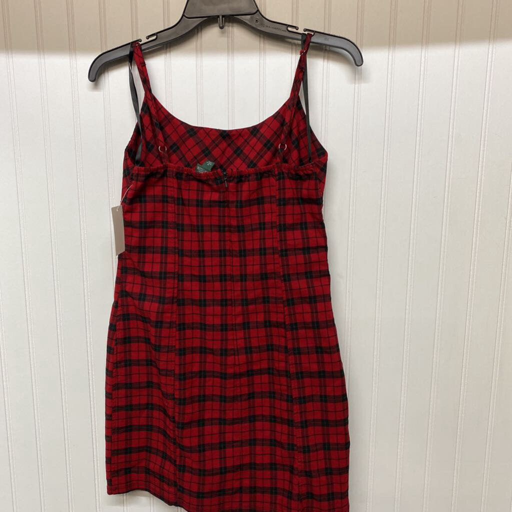 *SPAGHETTI STRAP SHORT PLAID DRESS