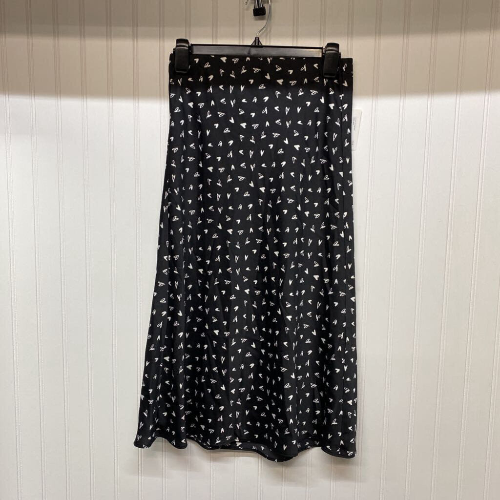 *ELASTIC WAIST HEART PATTERN LONG SILK SKIRT