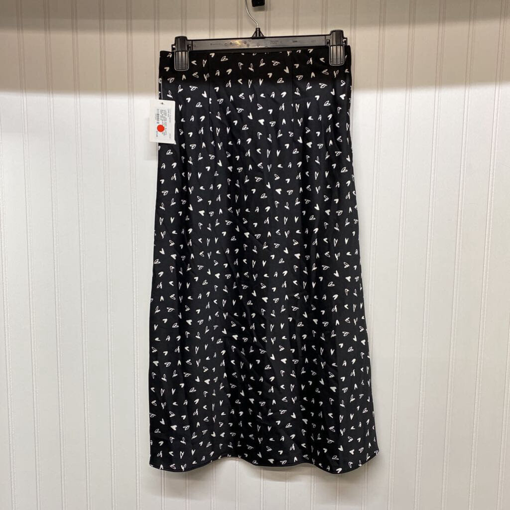*ELASTIC WAIST HEART PATTERN LONG SILK SKIRT