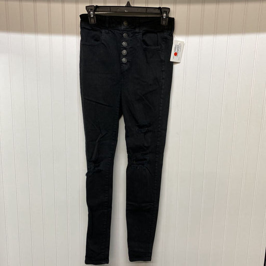 *MULTI BUTTON SUPER HIGH-RISE DISTRESSED SKINNY JEANS