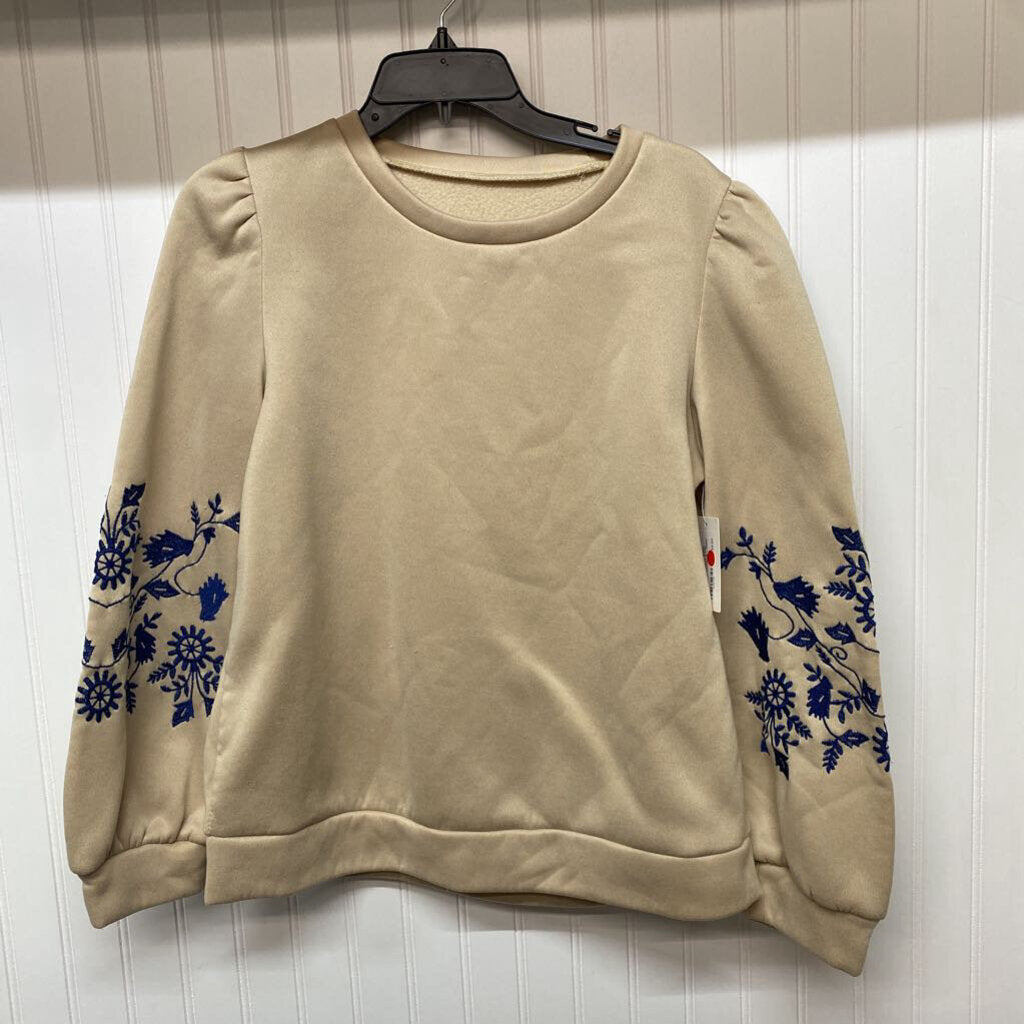 EMBROIDERY SLEEVE BASIC SWEATSHIRT