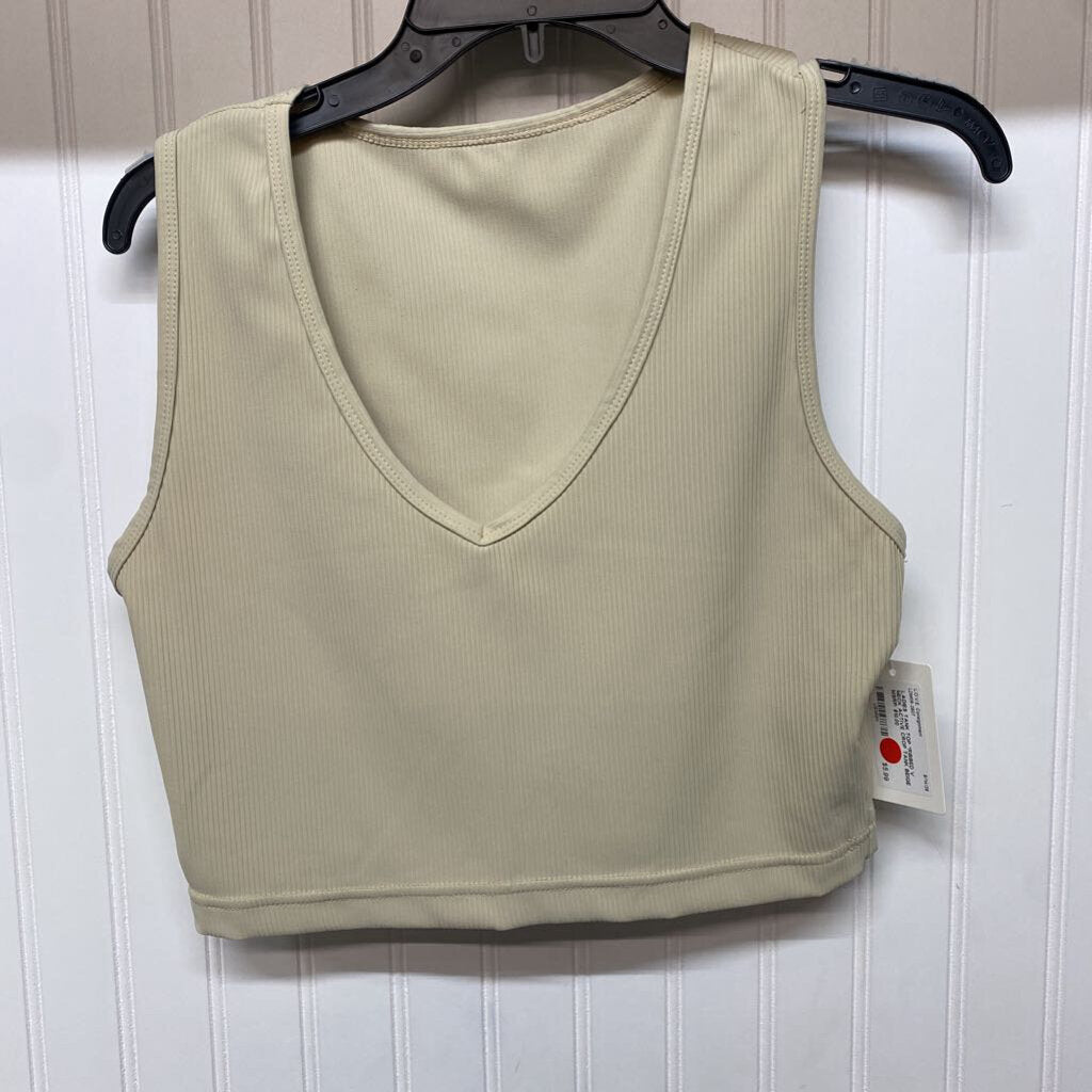 *RIBBED V NECK ACTIVE CROP TANK