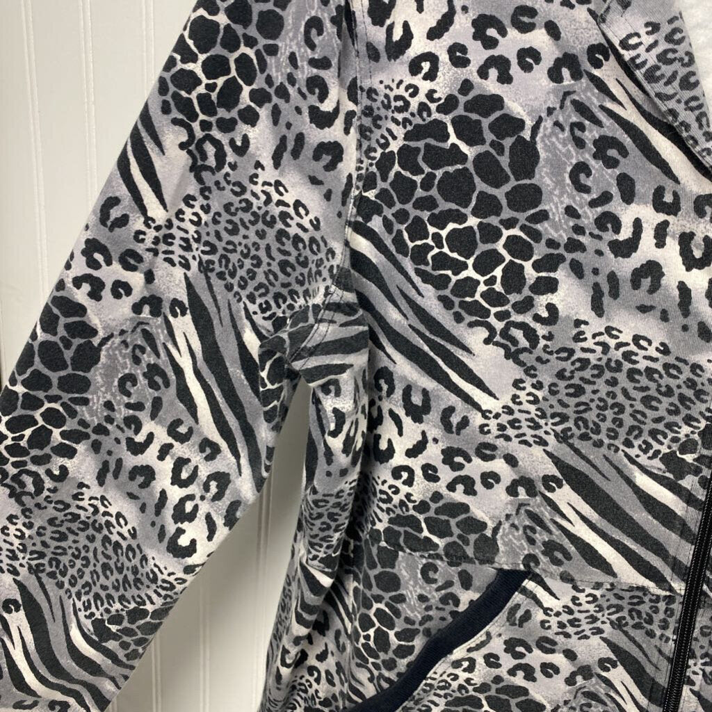 FULL ZIP ANIMAL PRINT KNIT JACKET