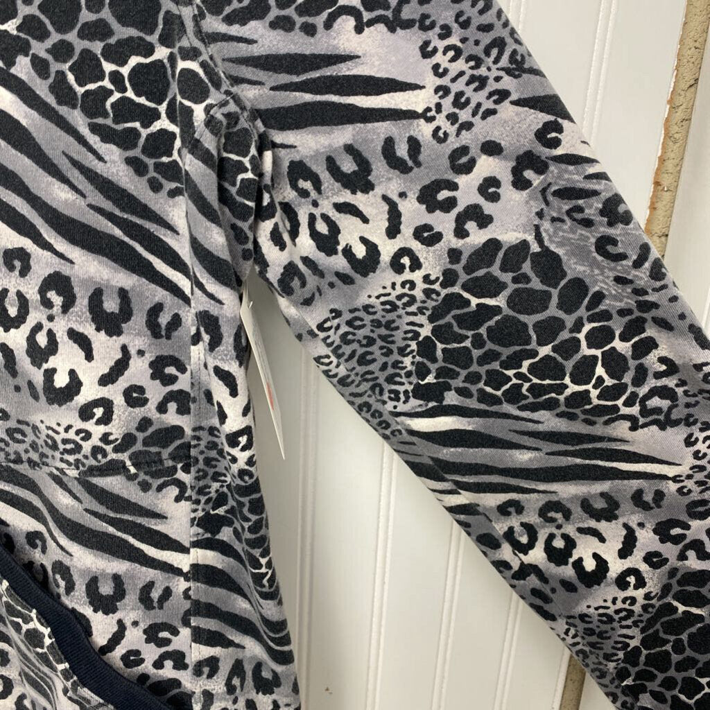 FULL ZIP ANIMAL PRINT KNIT JACKET