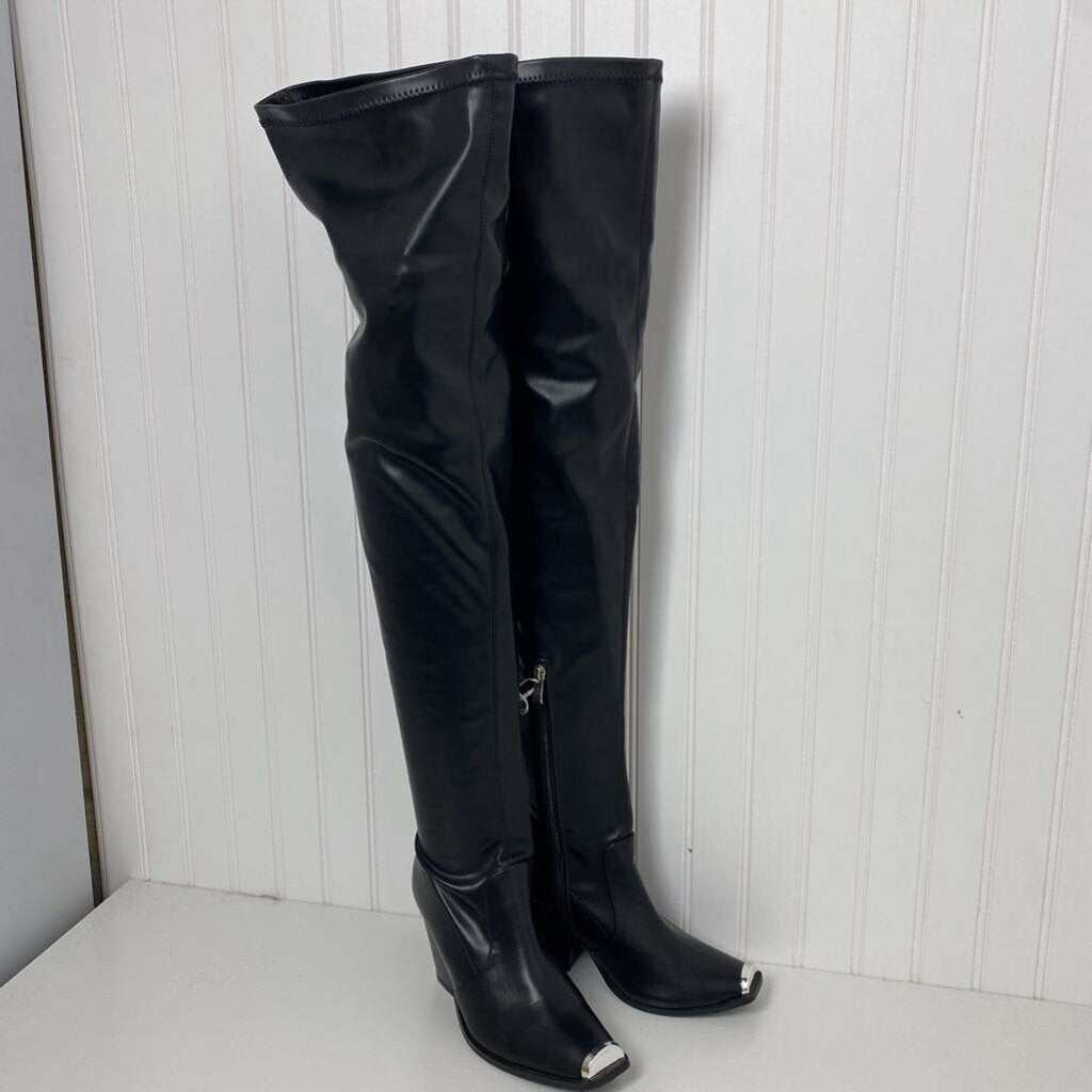 FAUX LEATHER THIGH HIGH BOOTS