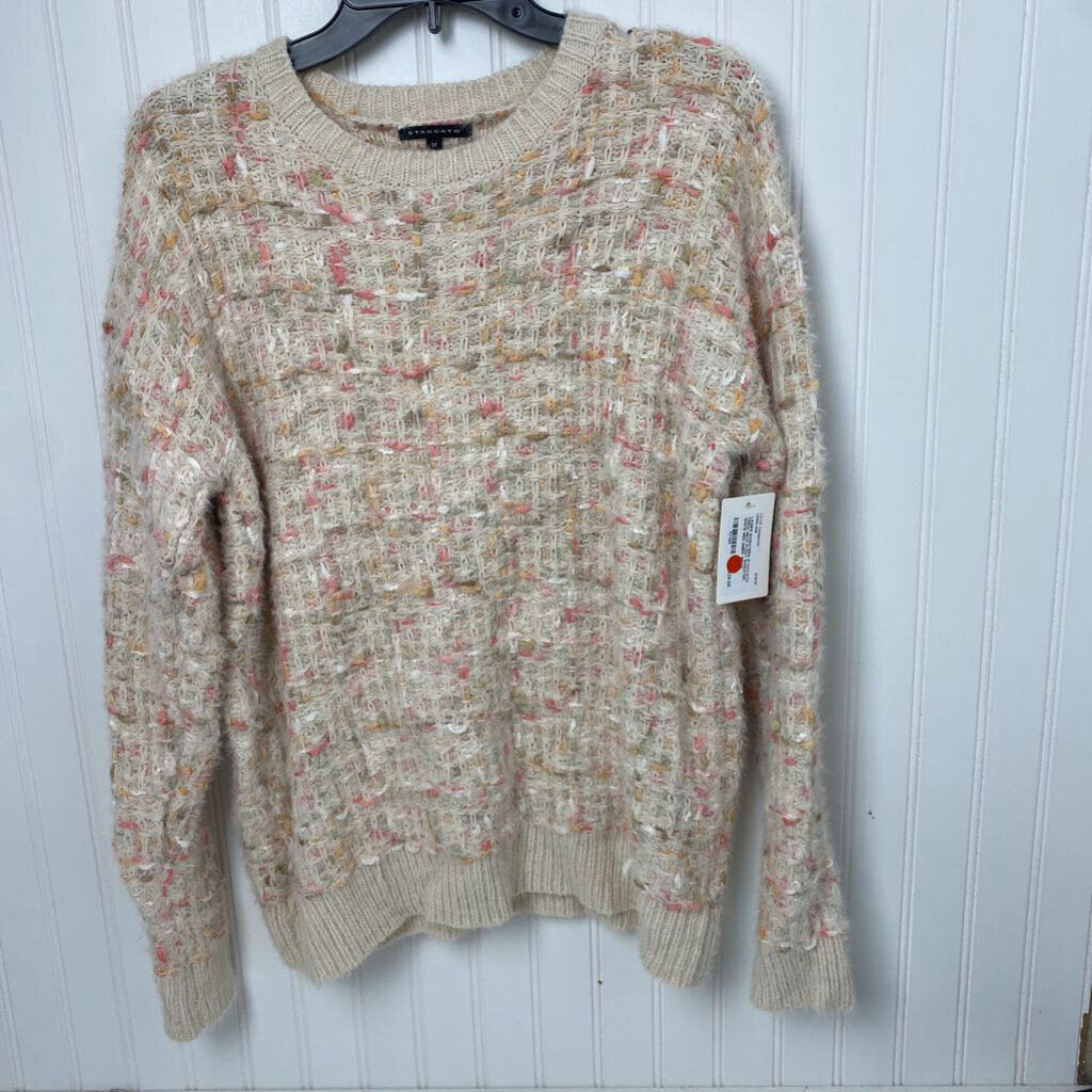 CREW NECK FUZZY SWEATER