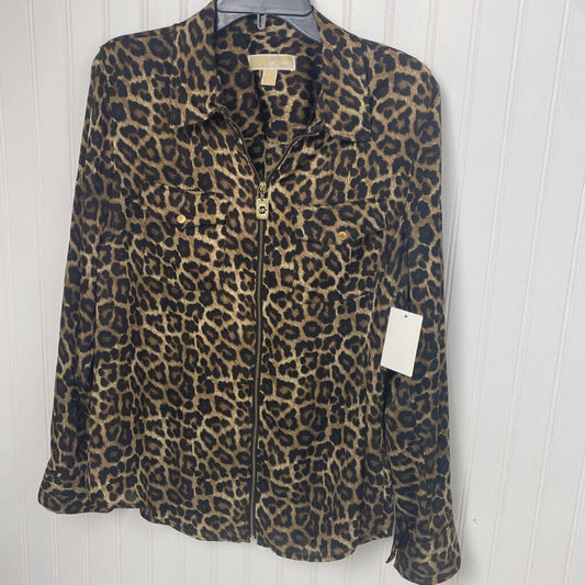 FULL ZIP CHEETAH PRINT BLOUSE