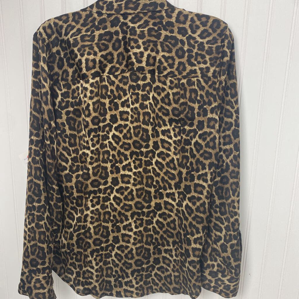 FULL ZIP CHEETAH PRINT BLOUSE