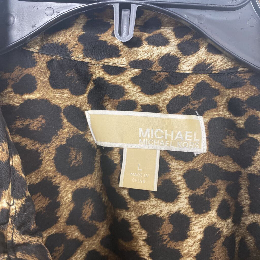 FULL ZIP CHEETAH PRINT BLOUSE