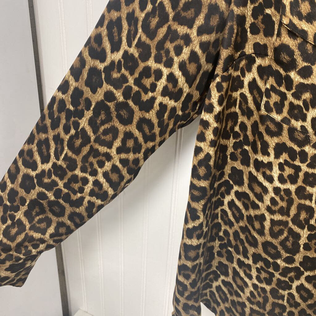 FULL ZIP CHEETAH PRINT BLOUSE