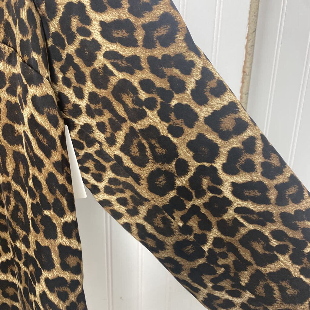 FULL ZIP CHEETAH PRINT BLOUSE