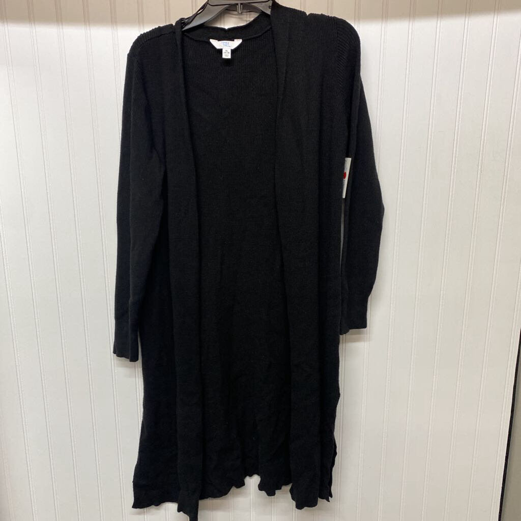 *LONG SWEATER CARDIGAN BLACK OPEN FRONT