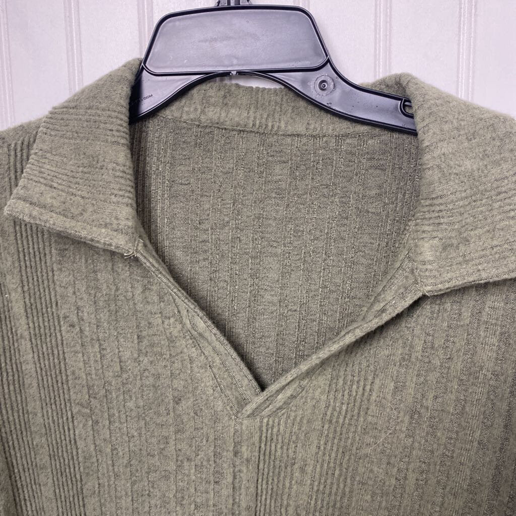 *COLLAR RIBBED LONG SLEEVE BASIC SHIRT