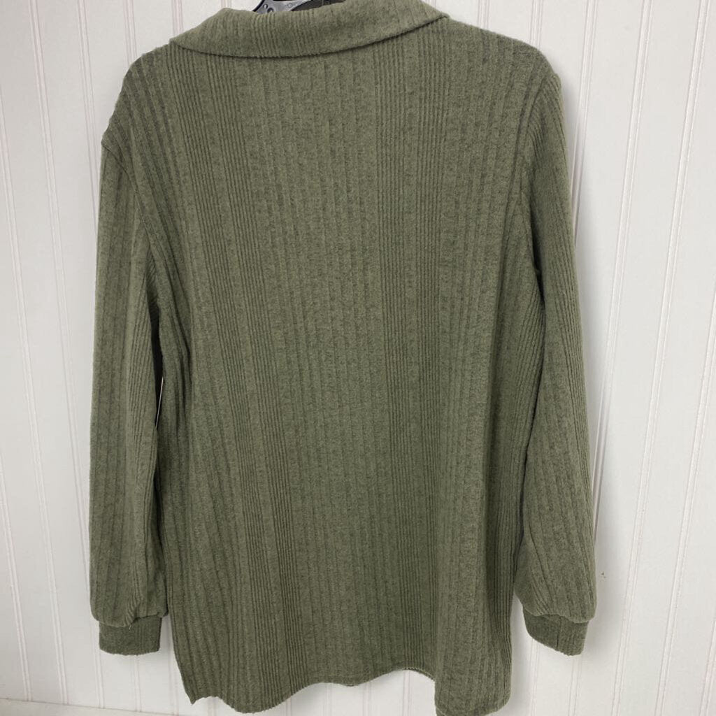 *COLLAR RIBBED LONG SLEEVE BASIC SHIRT