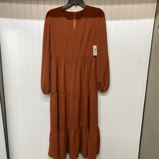 *L/S TEIR RUFFLE SOLID RUST DRESS