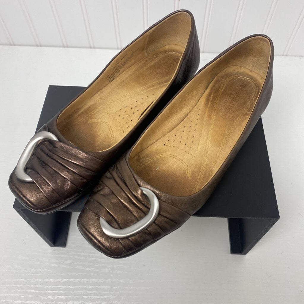 *BRONZE FLAT "VIOLETTE" SILVER ACCENT BUCKLE