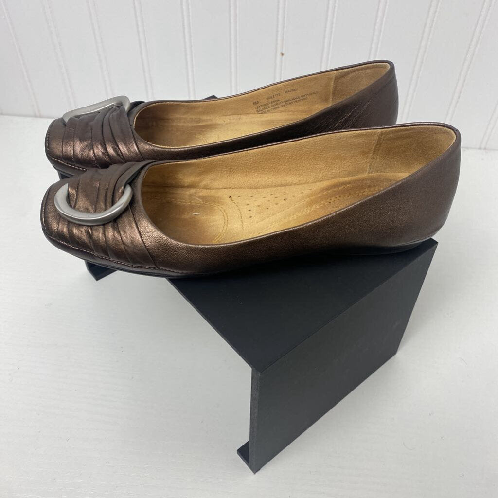 *BRONZE FLAT "VIOLETTE" SILVER ACCENT BUCKLE