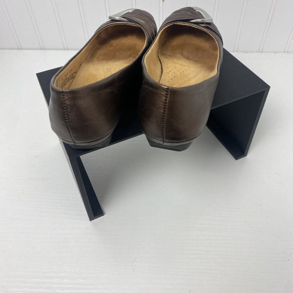 *BRONZE FLAT "VIOLETTE" SILVER ACCENT BUCKLE