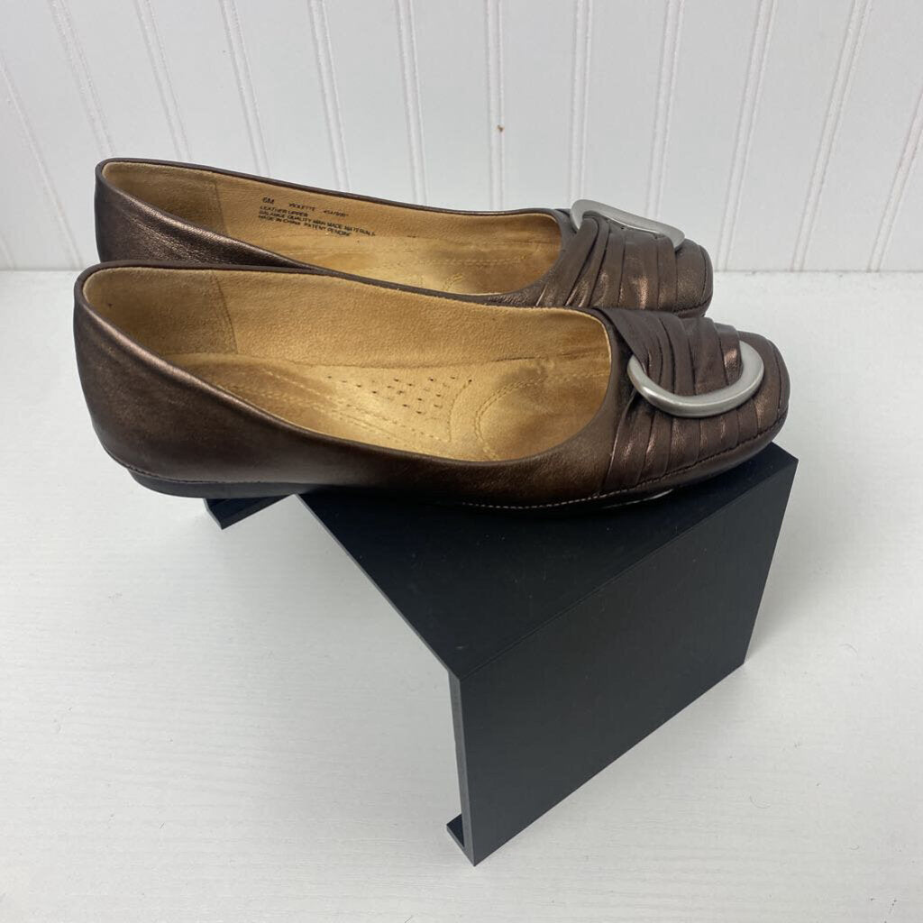 *BRONZE FLAT "VIOLETTE" SILVER ACCENT BUCKLE
