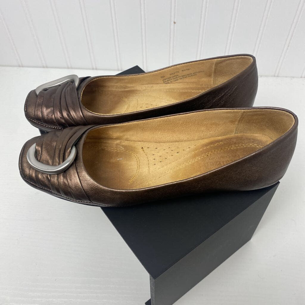 *BRONZE FLAT "VIOLETTE" SILVER ACCENT BUCKLE