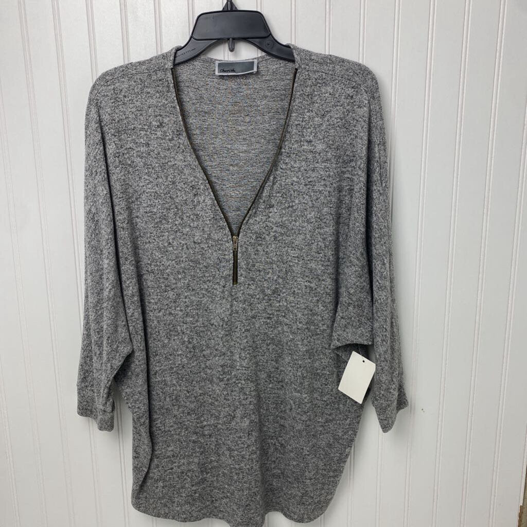 WIDE SLEEVED 1/2 ZIP TOP