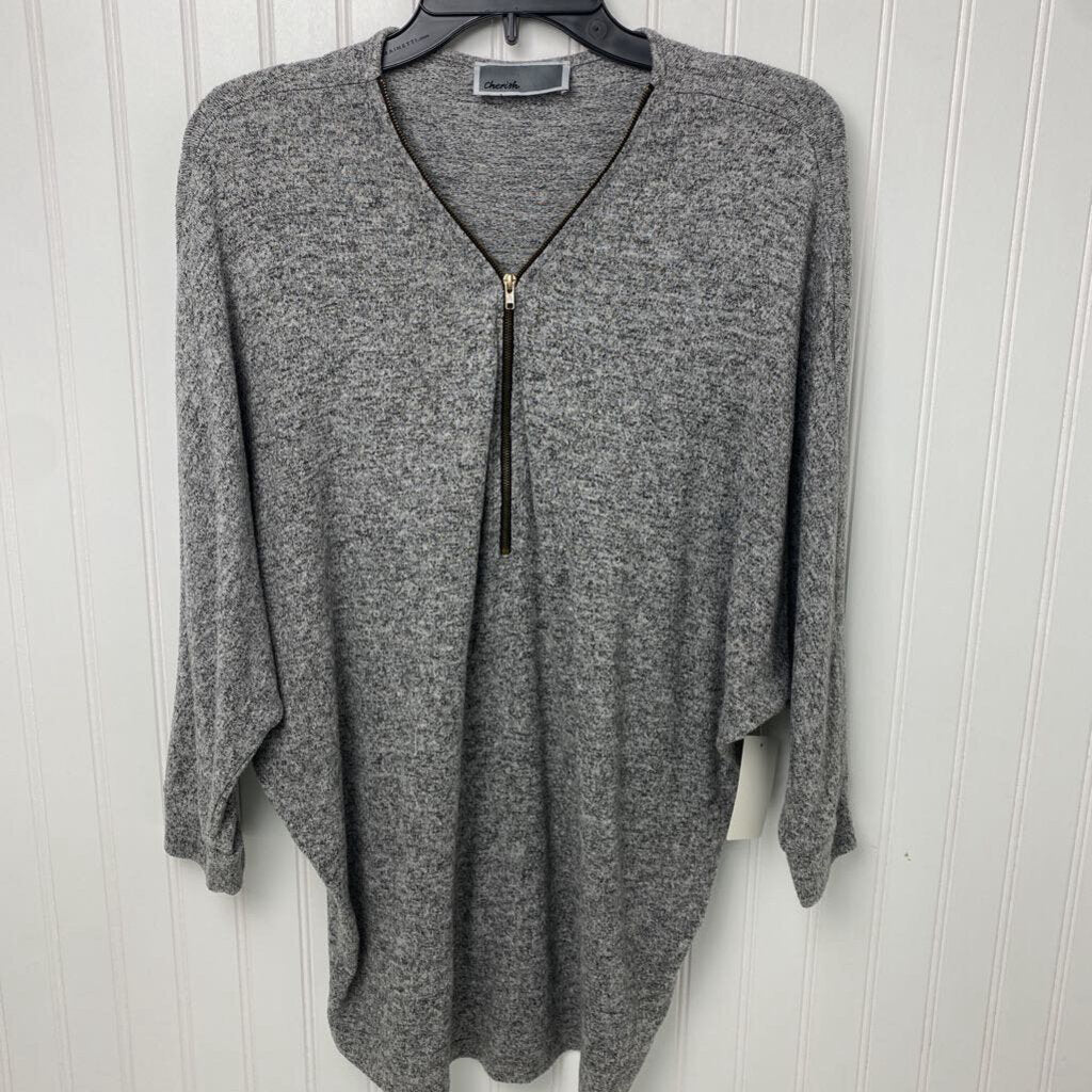 WIDE SLEEVED 1/2 ZIP TOP