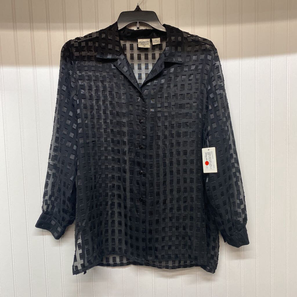 LONG SLEEVE BUTTON UP SHEER TOP