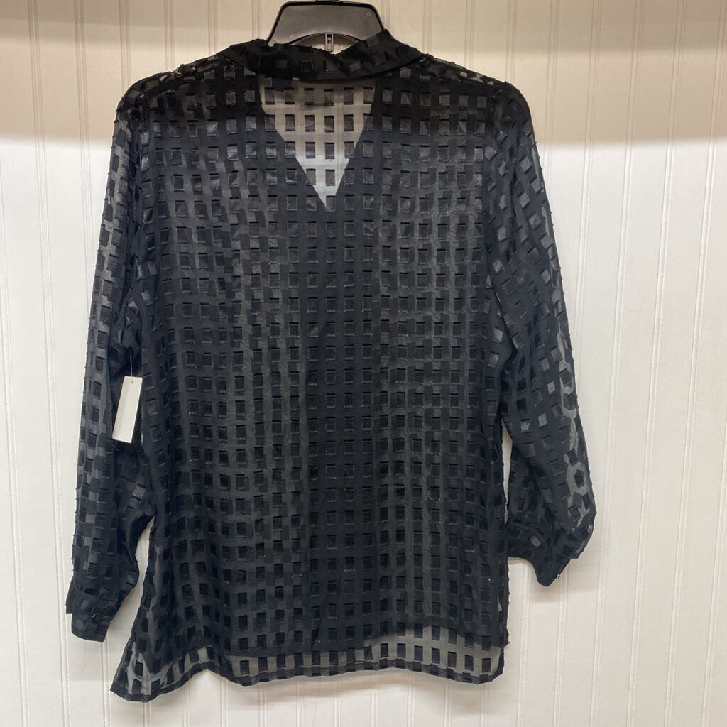 LONG SLEEVE BUTTON UP SHEER TOP