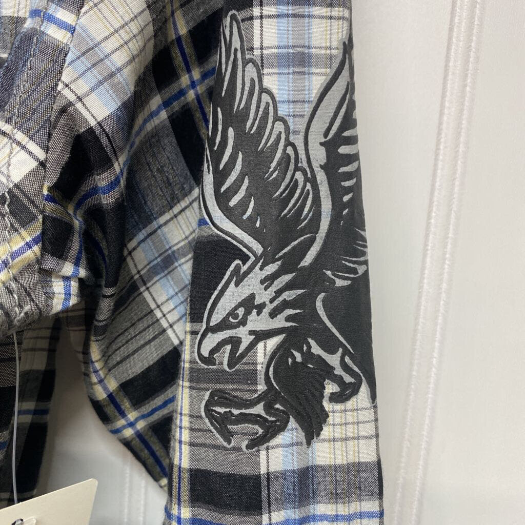 MENS LONG SLEEVE PLAID BUTTON UP