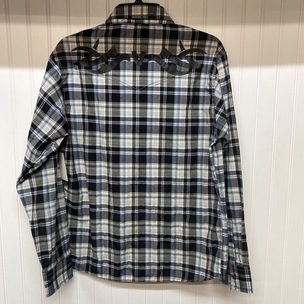 MENS LONG SLEEVE PLAID BUTTON UP