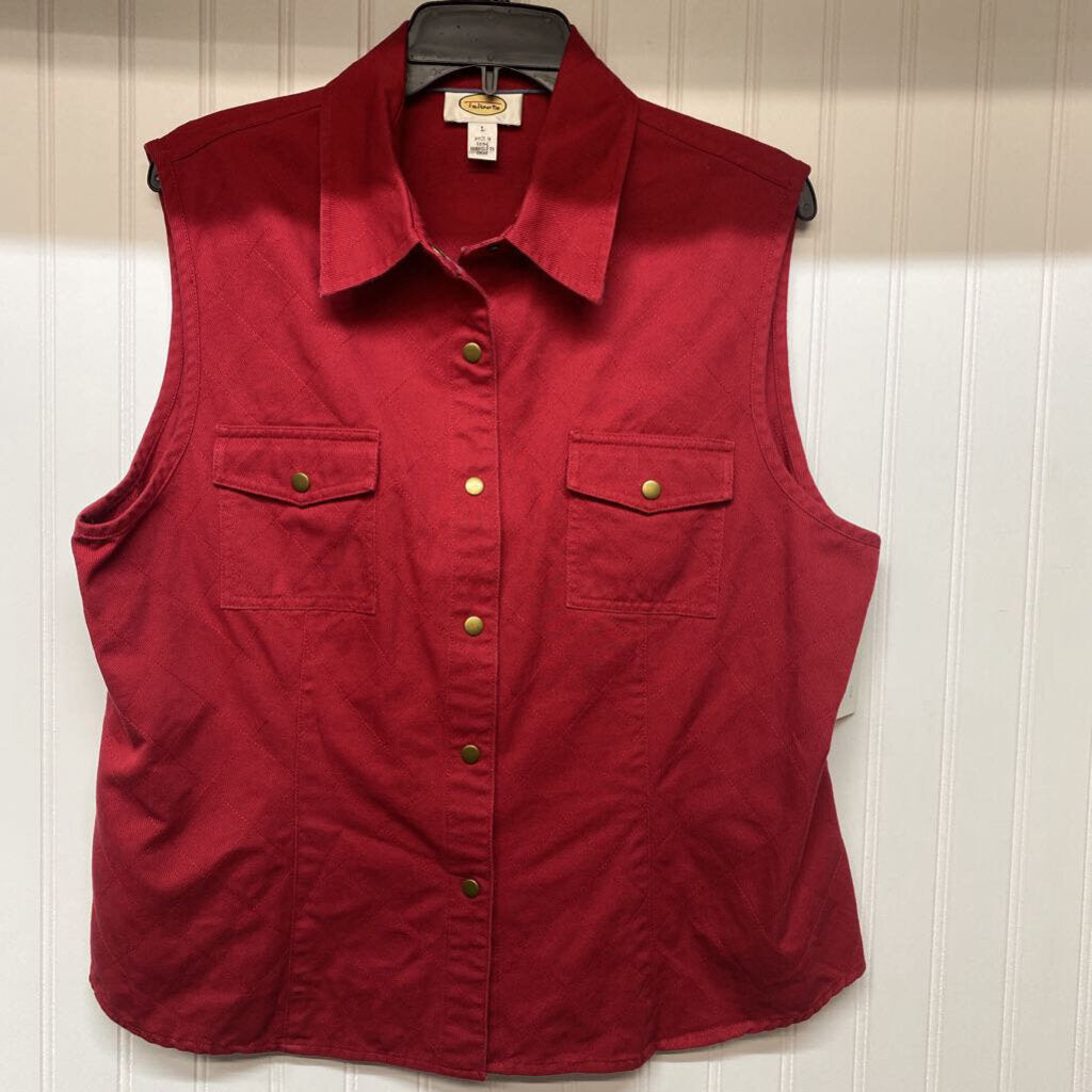 RED DENIM SNAP UP VEST