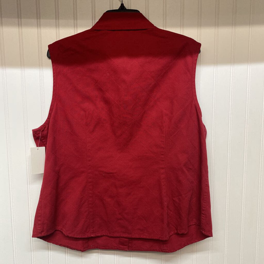 RED DENIM SNAP UP VEST