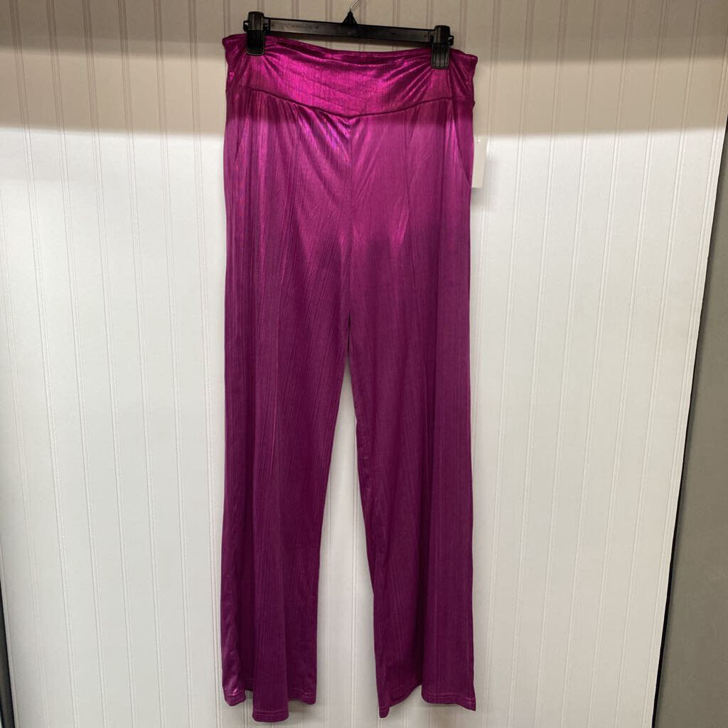 METALLIC KNIT WIDE LEG PANTS
