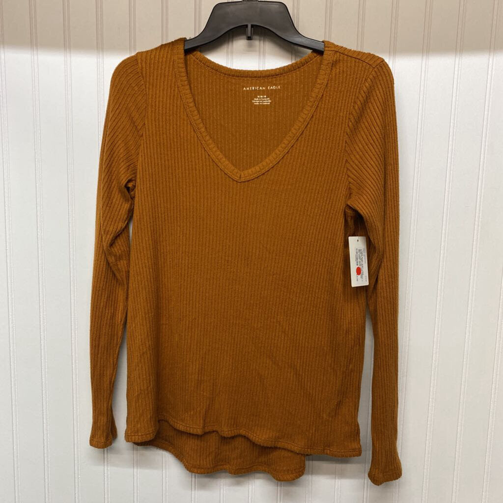 RIBBED V NECK LONG SLEEVED