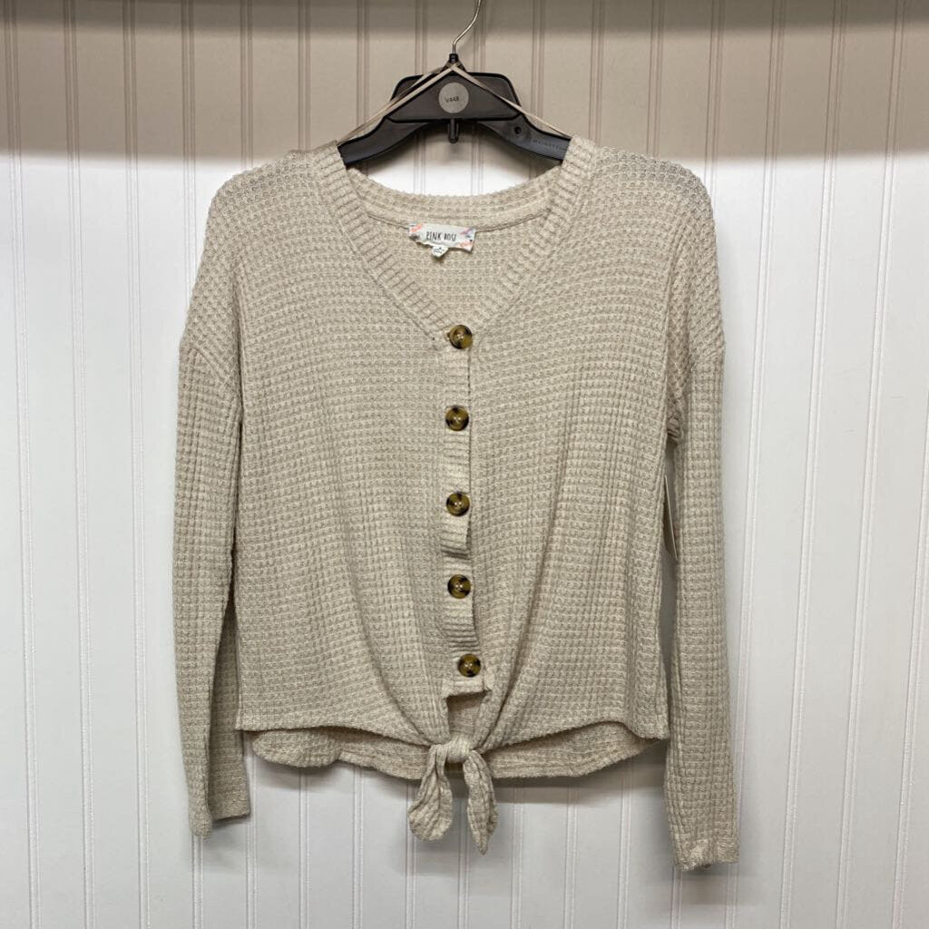 BUTTON DOWN TIE WAIST TOP