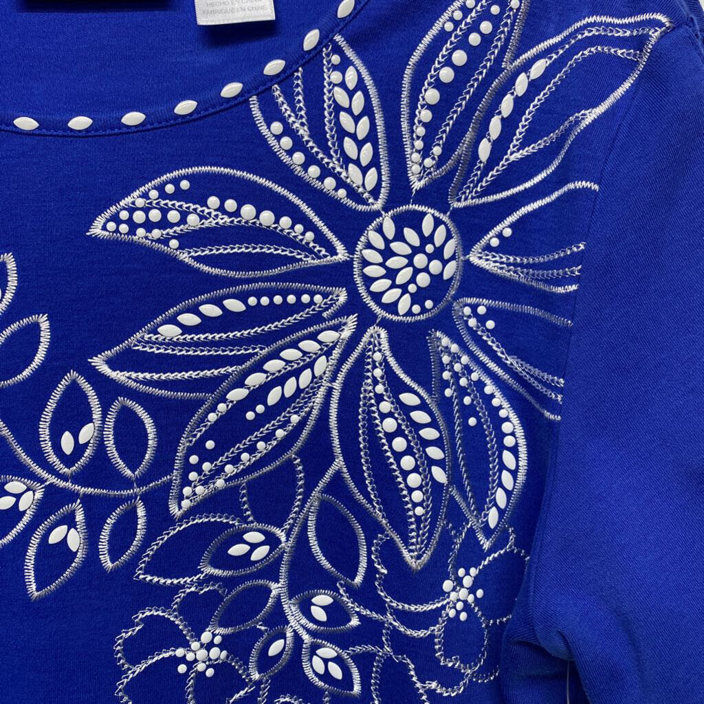 BLUE W/ WHITE EMBROIDERY