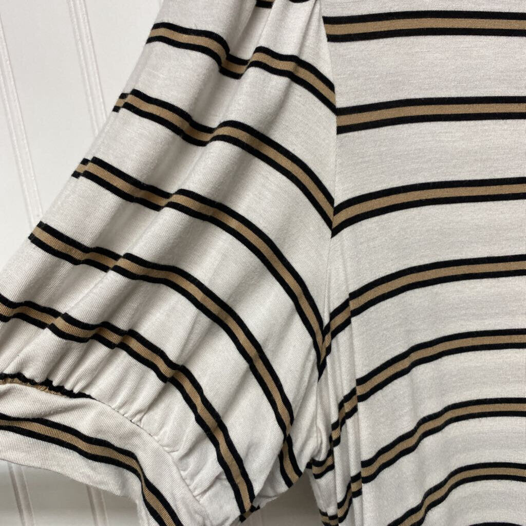 GATHERED SLEEVED STRIPED TOP