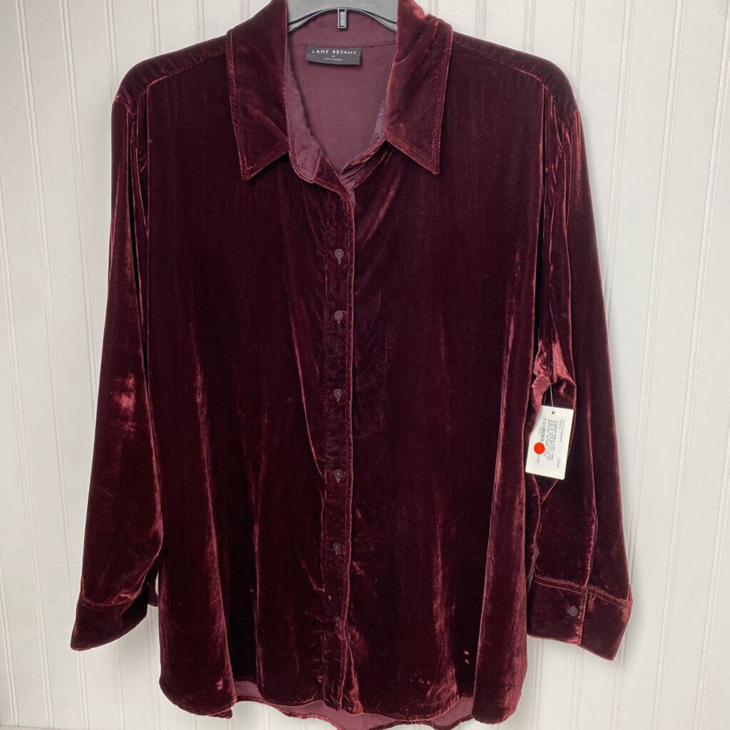 LONG SLEEVE VELVET BUTTON UP