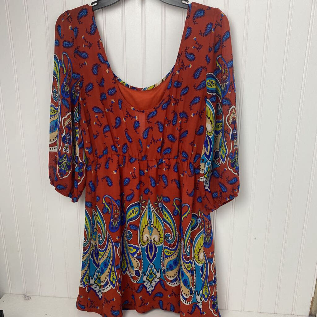 LONG SLEEVE PAISLEY AND FLORAL DRESS