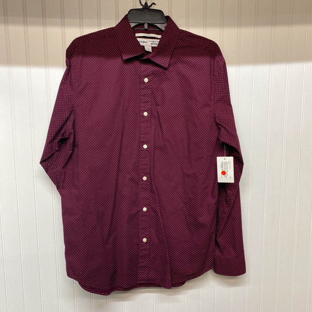 *SLIM FIT LONG SLEEVE POLKA DOT BUTTON UP SHIRT