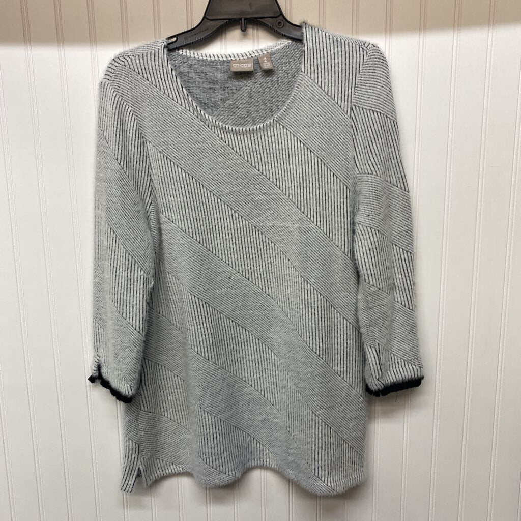 *QUARTER LENGTH SLEEVE FUZZY TEXTURED SWEATER