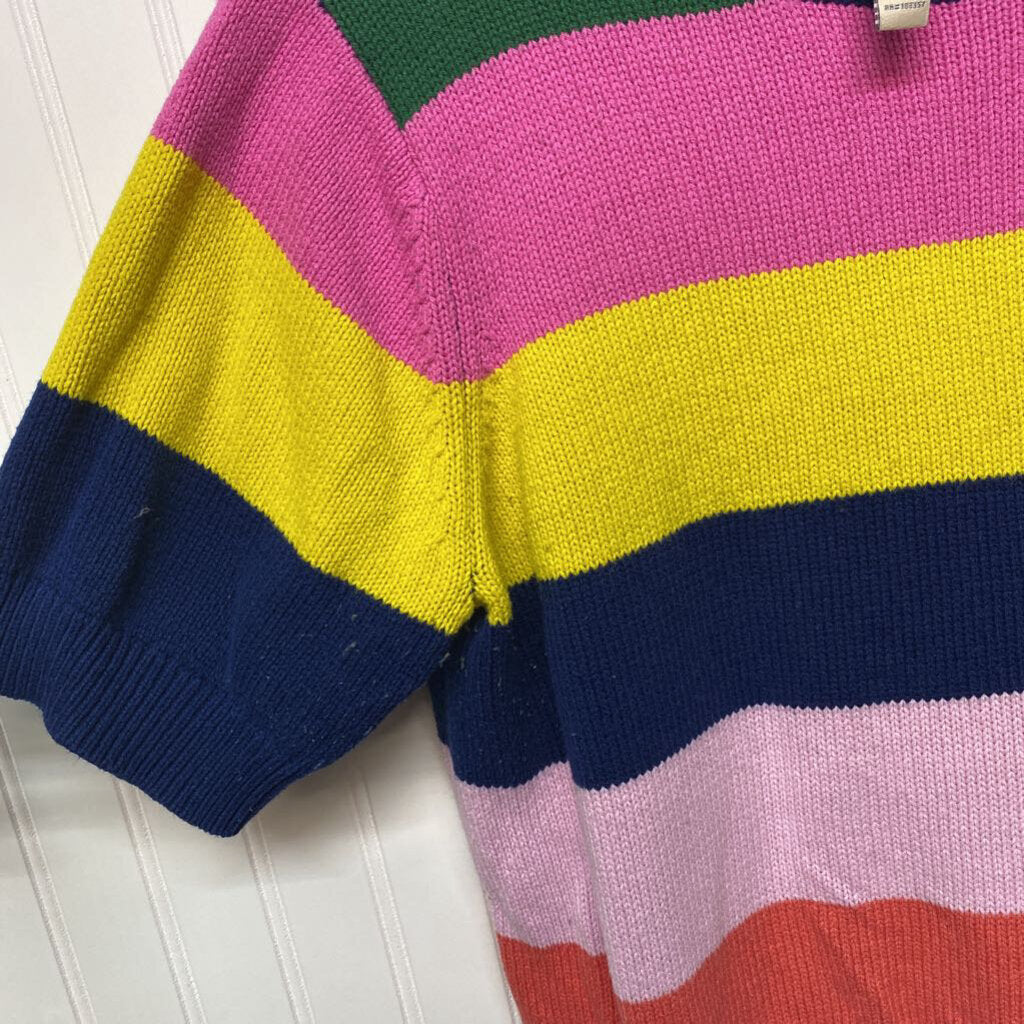 STRIPED SHORT SLEEVED SWEATER