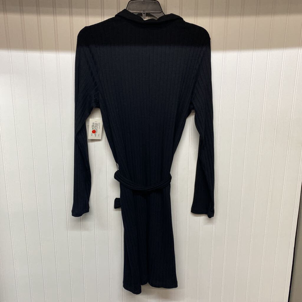 *LONG SLEEVE RIBBED COLLARED MID LENGTH DRESS