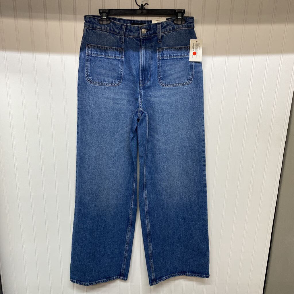 *PATCH POCKET WIDE LEG DENIM JEANS