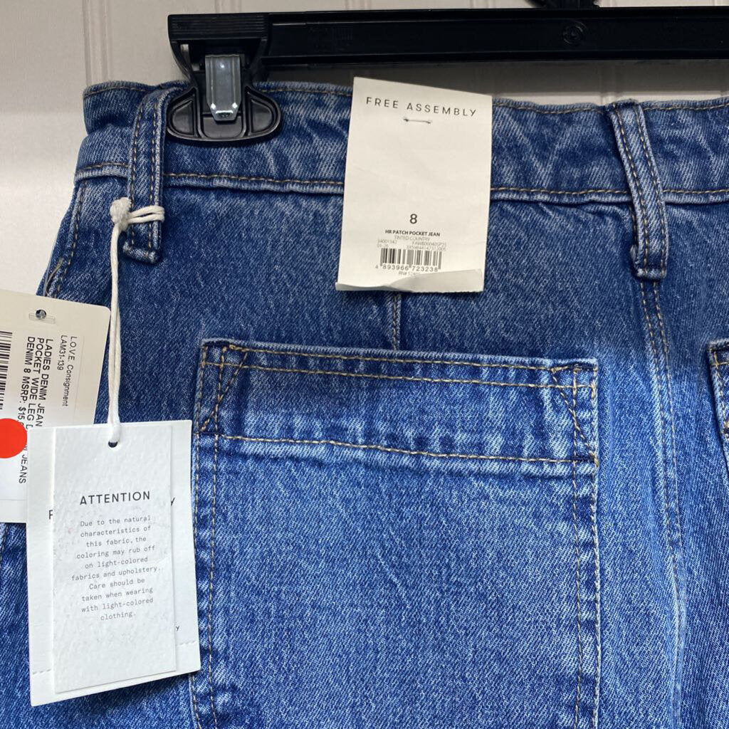 *PATCH POCKET WIDE LEG DENIM JEANS